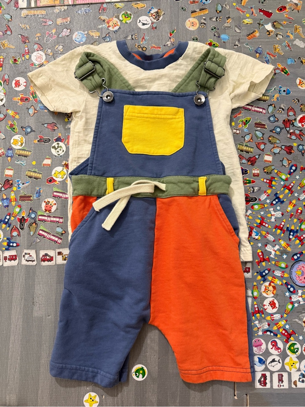 Next toddler multicolor short sleeve overall set